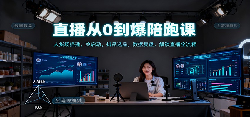 直播从0到爆陪跑课：人货场搭建，冷启动，排品选品，数据复盘，解锁直播全流程-搞钱利器
