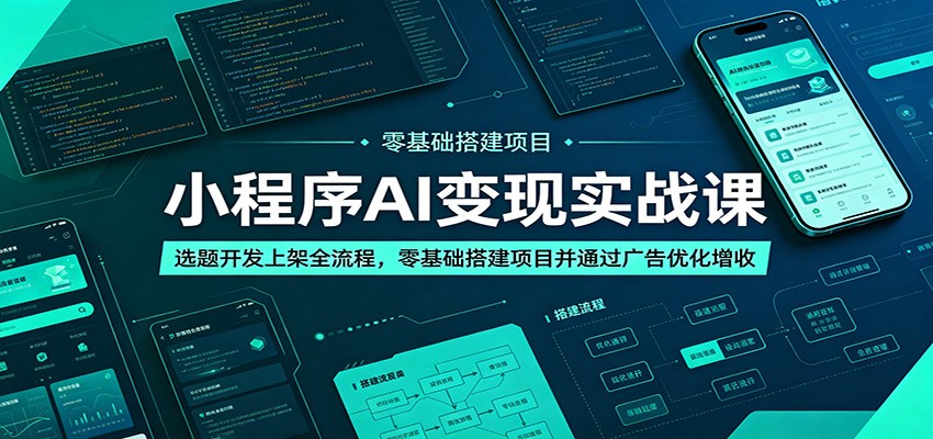 小程序AI变现实战课:选题开发上架全流程,零基础搭建项目并通过广告优化增收-搞钱利器