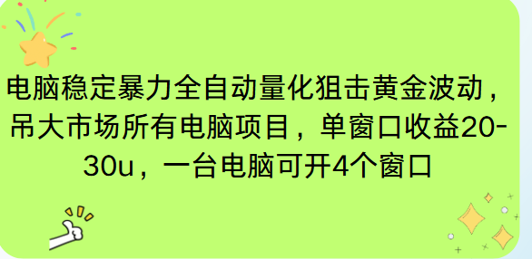 电脑EA策略挂机项目单窗口收益20-30u,单电脑可挂5-10个窗口收益稳健4位数-搞钱利器