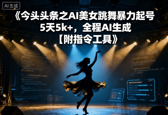 今日头条之AI美女跳舞暴力起号，5天1k+，全程AI生成【附指令工具】-搞钱利器