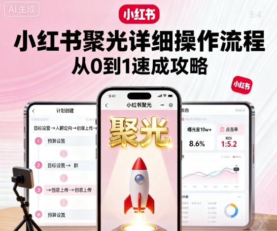 小红书聚光详细操作流程，小红书聚光从0到1速成攻略-搞钱利器
