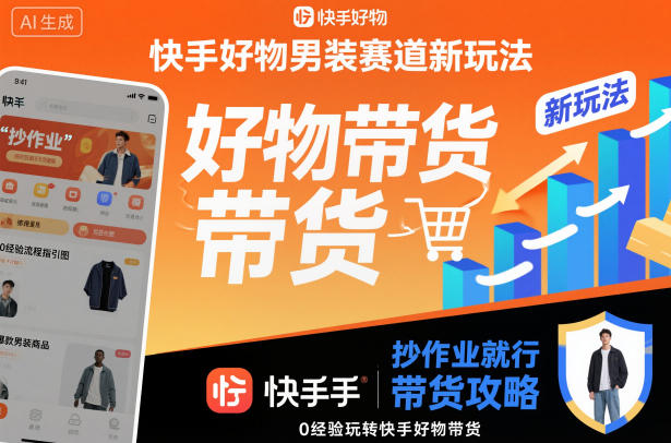 快手好物男装赛道新玩法，抄作业就行，0经验玩转快手好物带货-搞钱利器
