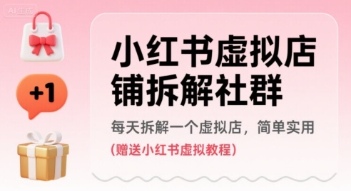 小红书虚拟店铺拆解社群，每天拆解一个虚拟店，简单实用(赠送小红书虚拟教程)-搞钱利器