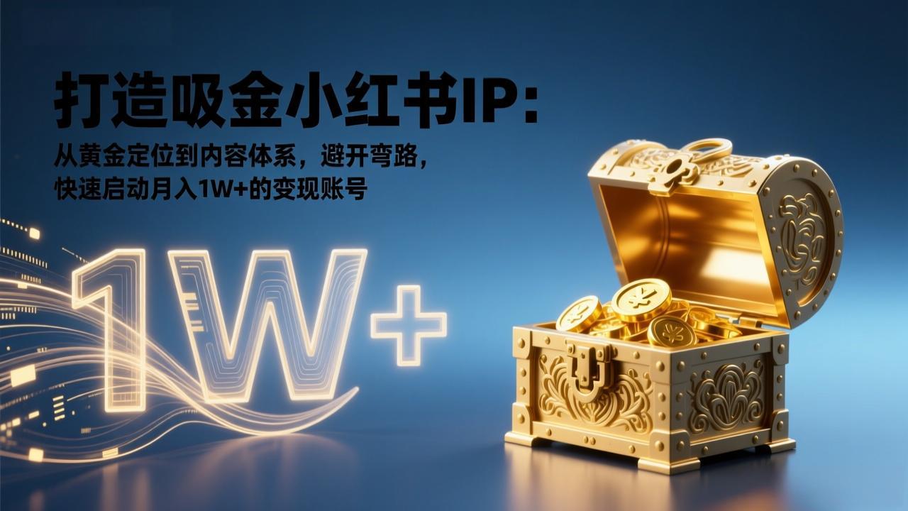 打造吸金小红书IP：从黄金定位到内容体系，避开弯路，快速启动月入1W+的变现账号-搞钱利器