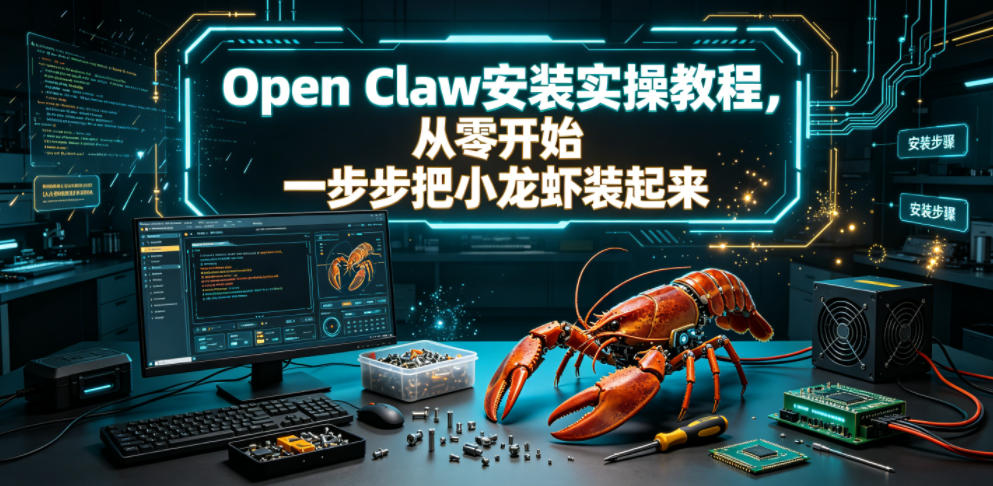 Open Claw安装实操教程，从零开始一步步一步步把小龙虾装起来-搞钱利器