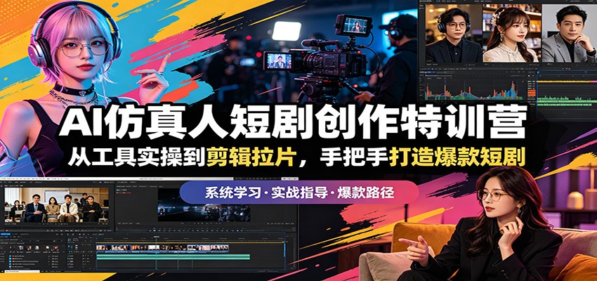 AI仿真人短剧创作特训营：从工具实操到剪辑拉片，手把手打造爆款短剧-搞钱利器