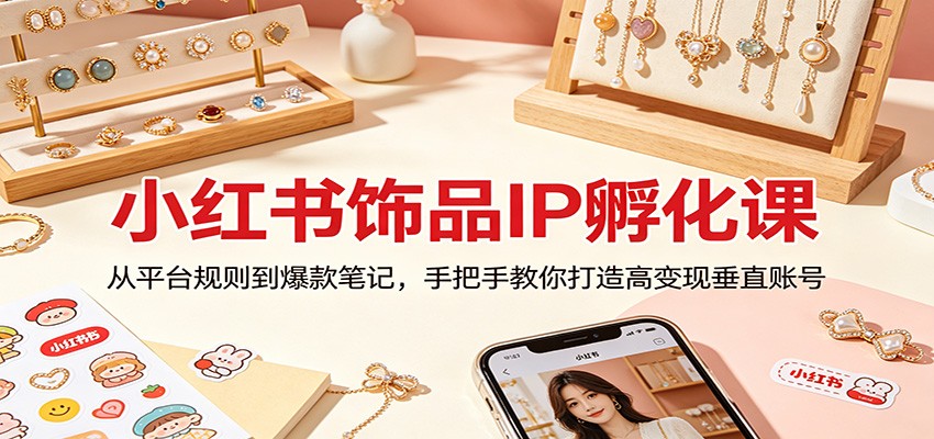 小红书饰品IP孵化课：从平台规则到爆款笔记，手把手教你打造高变现垂直账号-搞钱利器