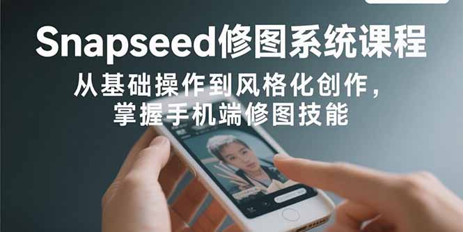 Snapseed修图系统课程：从基础操作到风格化创作，掌握手机端修图技能-搞钱利器