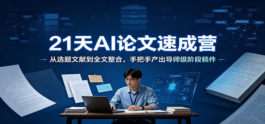 21天AI论文速成营：从选题文献到全文整合，手把手产出导师级阶段稿件-搞钱利器