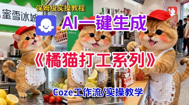 Coze扣子工作流一键生成胖橘猫打工短视频,保姆级实操搭建教学-搞钱利器