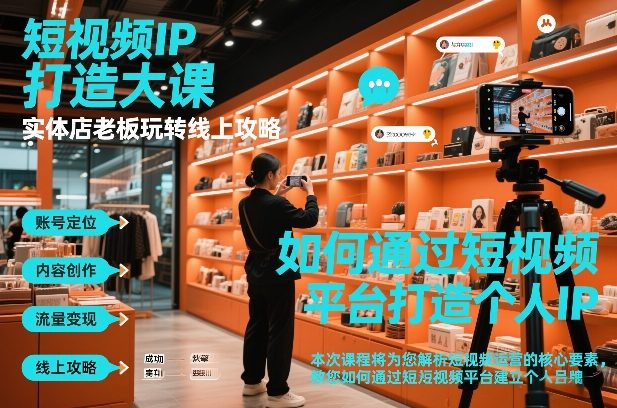短视频ip打造大课，实体店老板玩转线上攻略-搞钱利器