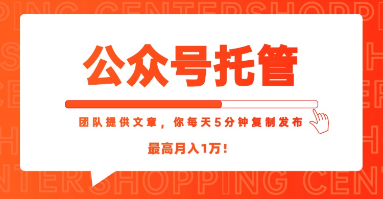 【公众号托管 】我提供文章，你每天５分钟复制发布，最高月入1W-搞钱利器