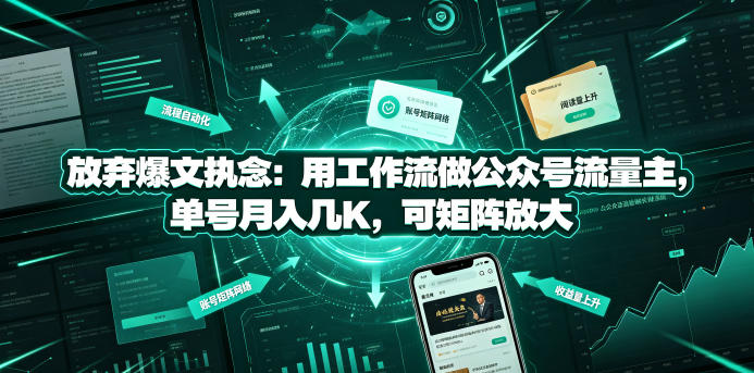 放弃爆文执念：用工作流做公众号流量主，单号月入几K，可矩阵放大-搞钱利器