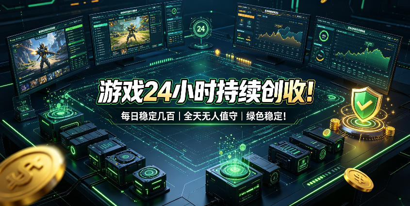 游戏24小时持续创收！每日稳定几百，全天无人值守，绿色稳定！【揭秘】-搞钱利器