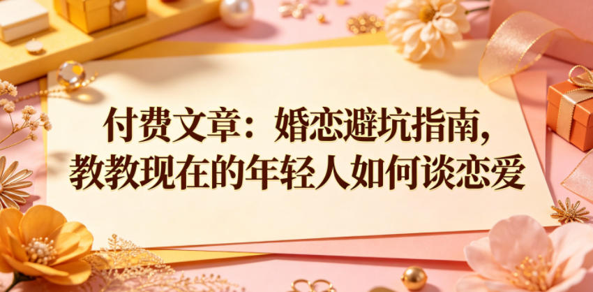付费文章：婚恋避坑指南，教教现在的年轻人如何谈恋爱-搞钱利器