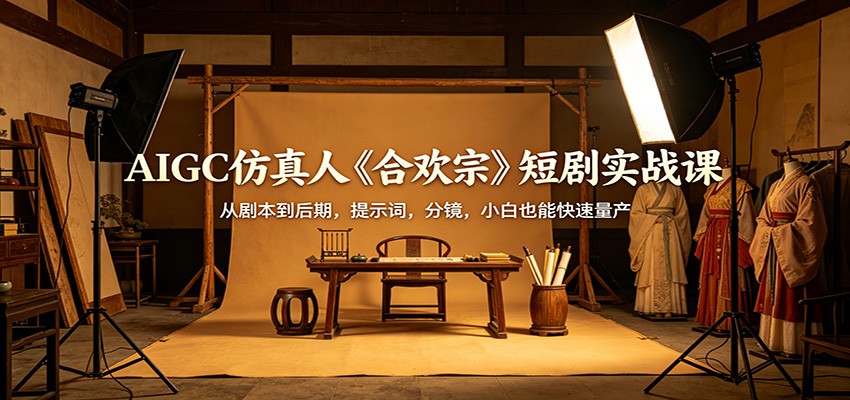 AIGC仿真人《合欢宗》短剧实战课：从剧本到后期，提示词，分镜，小白也能快速量产-搞钱利器