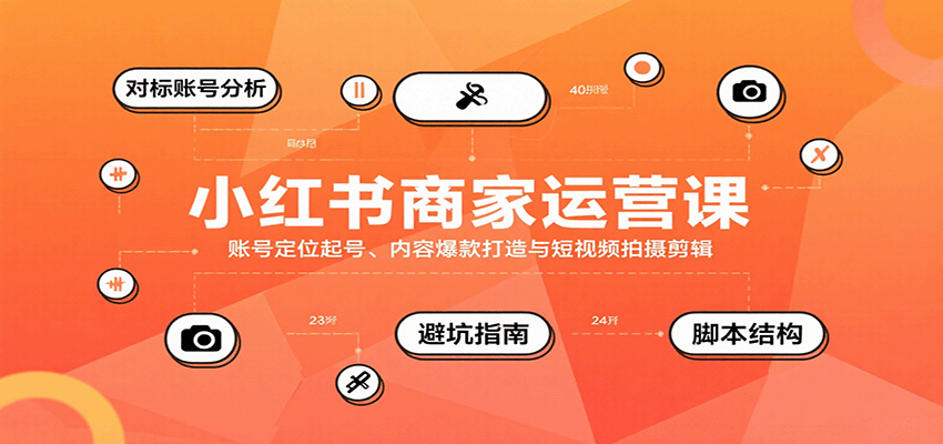 小红书商家运营课，账号定位起号、内容爆款打造与短视频拍摄剪辑-搞钱利器