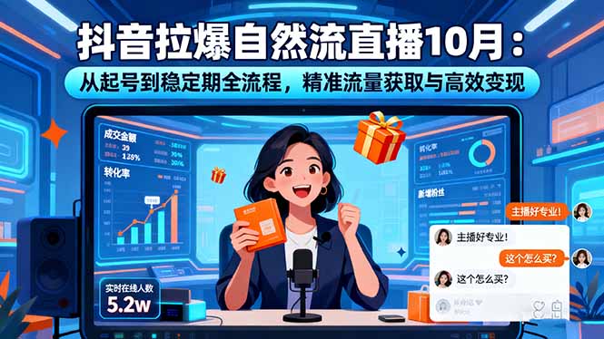 抖音拉爆自然流直播10月：从起号到稳定期全流程，精准流量获取与高效变现-搞钱利器
