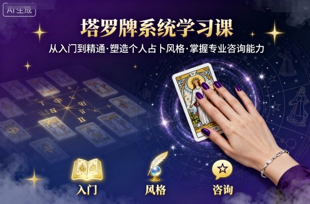 塔罗牌系统学习课，助你从入门到精通，塑造个人占卜风格，掌握专业咨询能力-搞钱利器