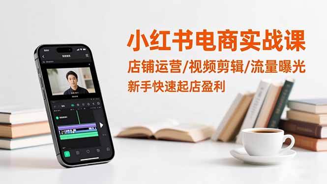 小红书电商实战课：店铺运营/视频剪辑/流量曝光，新手快速起店盈利-搞钱利器