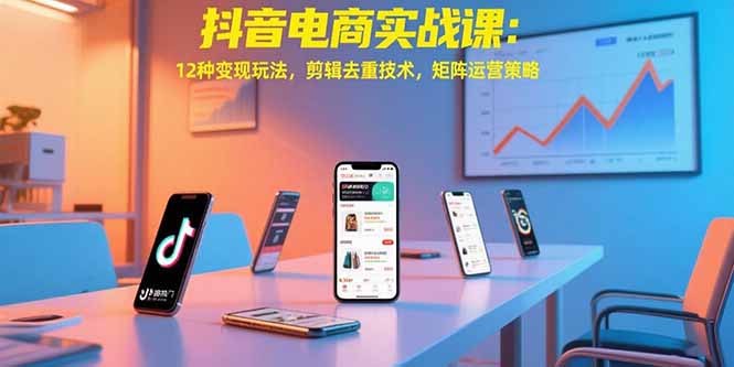抖音电商实战课：12种变现玩法，剪辑去重技术，矩阵运营策略-搞钱利器