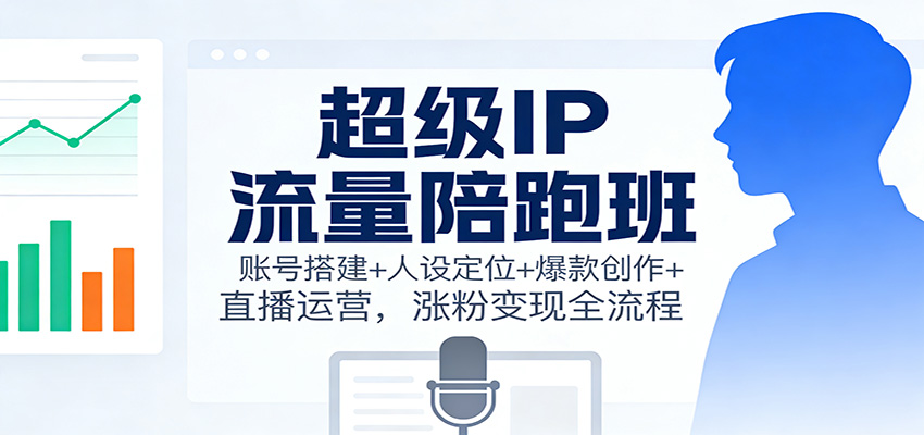 超级IP流量陪跑班：账号搭建+人设定位+爆款创作+直播运营，涨粉变现全流程-搞钱利器