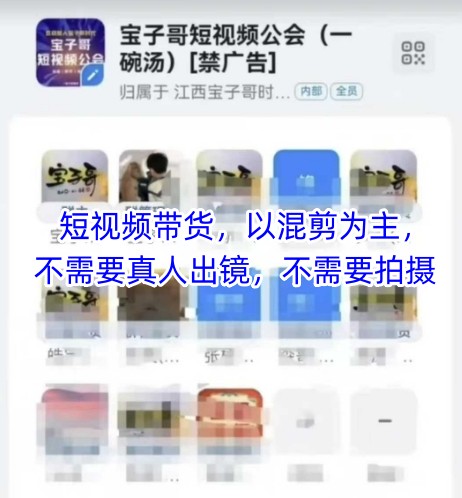 宝子哥头部团队短视频带货，以混剪为主，不需要真人出镜，不需要拍摄-搞钱利器