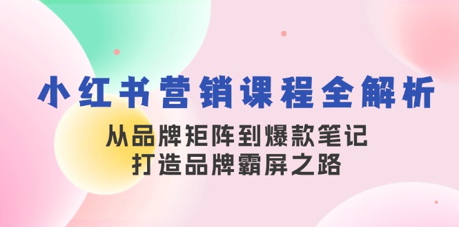 小红书营销课程全解析，从品牌矩阵到爆款笔记，打造品牌霸屏之路-搞钱利器