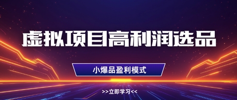 虚拟项目高利润选品方法，做好单店利润1W+，可多店倍增利润-搞钱利器