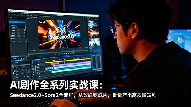 AI剧作全系列实战课：Seedance2.0+Sora2全流程，从改编到成片，批量产出高质量短剧-搞钱利器