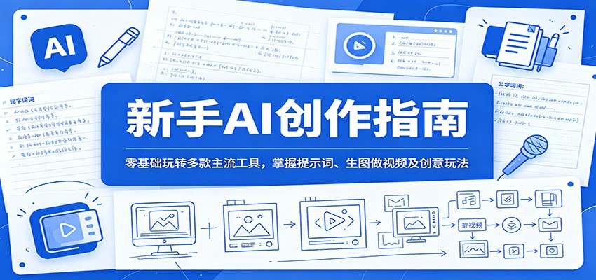 新手AI创作指南：零基础玩转多款主流工具，掌握提示词、生图做视频及创意玩法-搞钱利器
