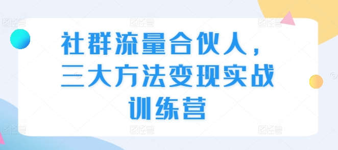 社群流量合伙人，三大方法变现实战训练营-搞钱利器