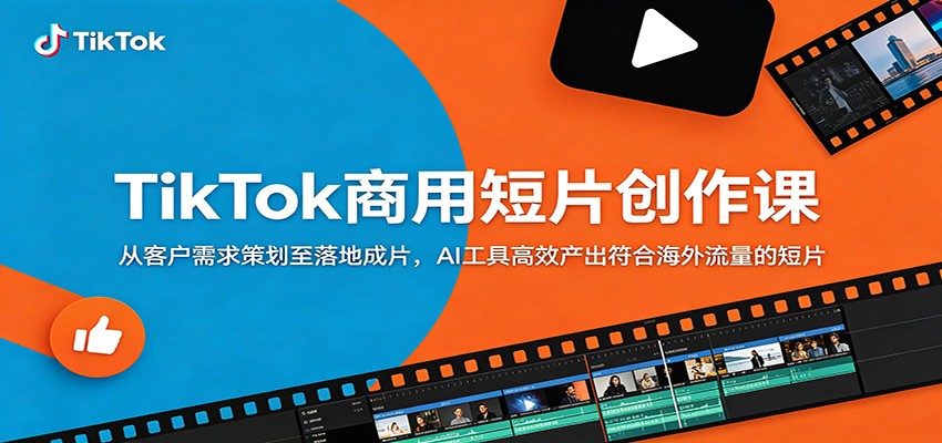 TikTok商用短片创作课：从客户需求策划至落地成片，AI工具高效产出符合海外流量的短片-搞钱利器