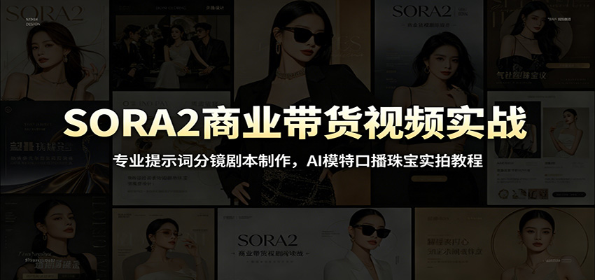 SORA2商业带货视频实战：专业提示词分镜剧本制作，AI模特口播珠宝实拍教程-搞钱利器