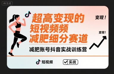 超高变现的短视频减肥细分赛道，减肥账号抖音实战训练营-搞钱利器