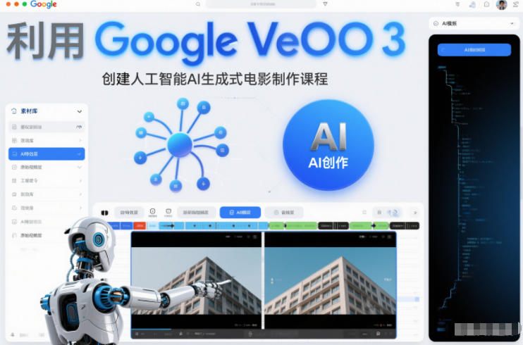 利l用Google Veo 3创建人工智能AI生成式电影制作课程，使用人工智能的力量创建令人惊叹的视频-搞钱利器