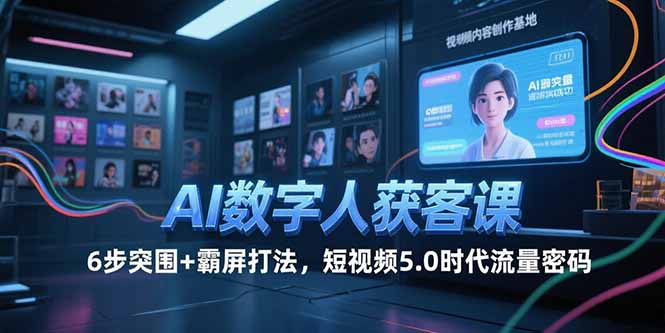 AI数字人获客课，6步突围+霸屏打法，短视频5.0时代流量密码-搞钱利器