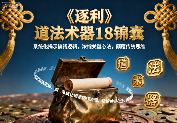 《逐利》道法术器18锦囊，系统化揭示搞钱逻辑，浓缩关键心法，颠覆传统思维-搞钱利器