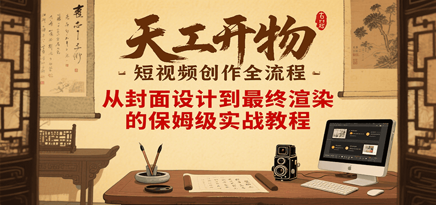 天工开物短视频创作全流程，从封面设计到最终渲染的保姆级实战教程-搞钱利器