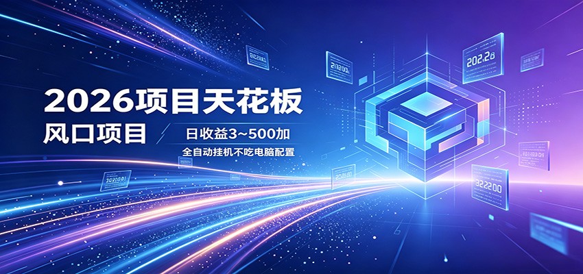 2026项目天花板，风口项目，日收益3~500+全自动挂机，不吃配置-搞钱利器