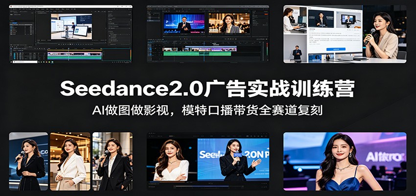 Seedance2.0广告实战训练营：AI做图做影视，模特口播带货全赛道复刻-搞钱利器