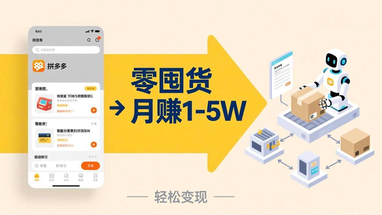 不用囤货不用跑单！拼多多虚拟玩法，机器人管理发货和客服，帮你月赚 1-5W-搞钱利器