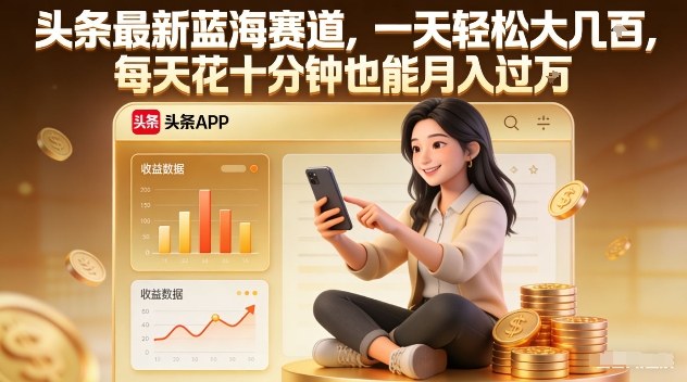 头条最新蓝海赛道,一天轻松大几张,每天花十分钟也能月入过1W【揭秘】-搞钱利器