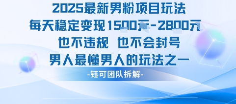 2025最新男粉项目玩法每天变现1k+也不违规也不会封号男人最懂男人的玩法-搞钱利器