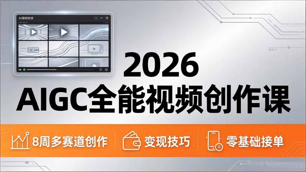 2026AIGC全能视频创作课，8周吃透多赛道创作+变现，零基础也能高效出片接单-搞钱利器