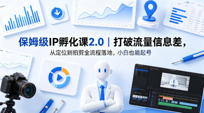 保姆级IP孵化课2.0｜打破流量信息差，从定位到拍剪全流程落地，小白也能起号-搞钱利器