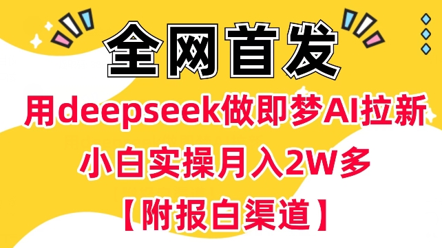 用deepseek做即梦Ai拉新 小白实操月入过W+【附报白渠道】-搞钱利器