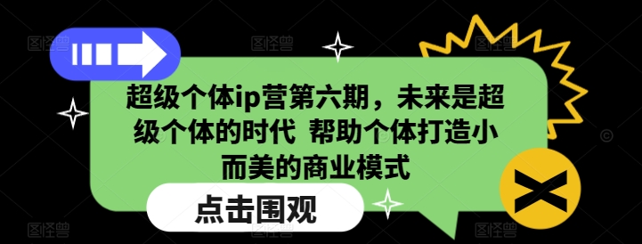 超级个体ip营第六期，未来是超级个体的时代  帮助个体打造小而美的商业模式-搞钱利器