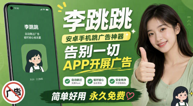 李跳跳内置规则版，安卓手机拒绝app开屏广告，让app更干净-搞钱利器