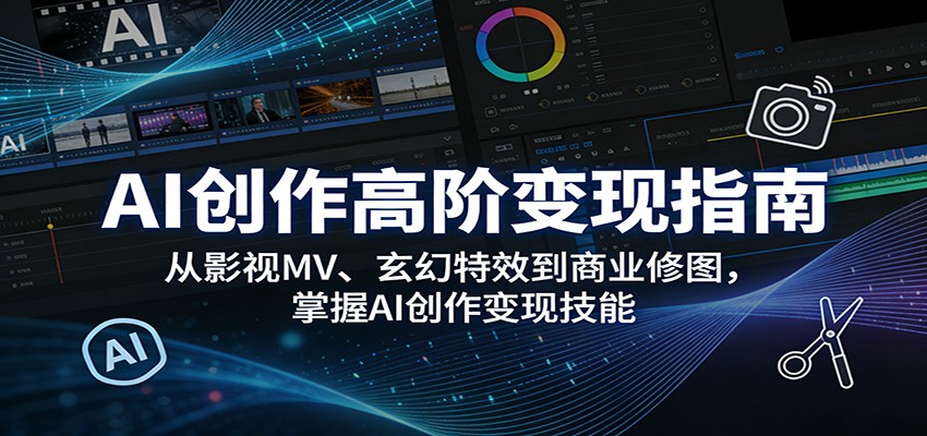 AI创作高阶变现指南：从影视MV、玄幻特效到商业修图，掌握AI创作变现技能-搞钱利器